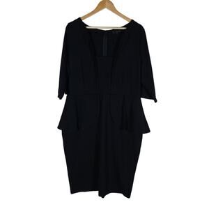 Eloquii Womens Dress 18 Black Peplum Sheath Elegant Workwear Minimalist Chic